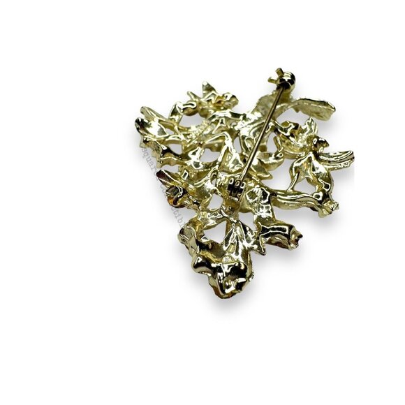 Dodds Gold Tone Blue Red Yellow Crystal Tree Brooch Clip On Earring Set Vintage - Picture 7 of 11